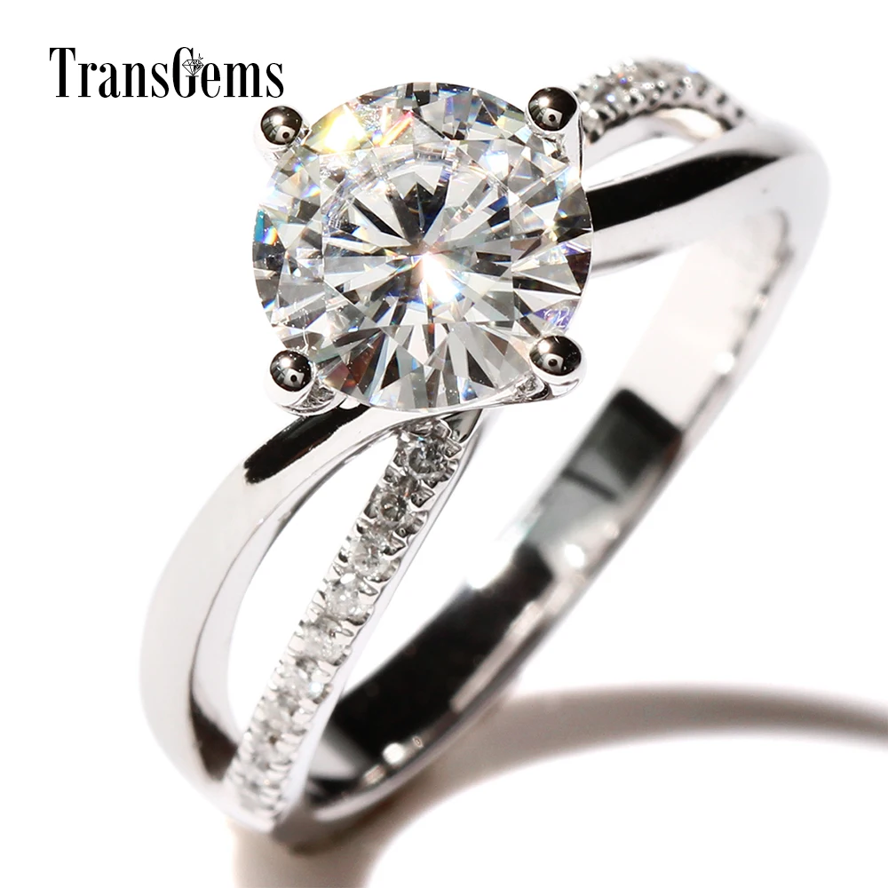 TransGems 1.5 Carat F Colorless Lab Moissanite Ring Sparkling Real Diamond Accents Wedding Engagement Women Band 14K White Gold
TransGems 1.5 Carat F Colorless Lab Moissanite Ring Sparkling Real Diamond Accents Wedding Engagement Women Band 14K White Gold