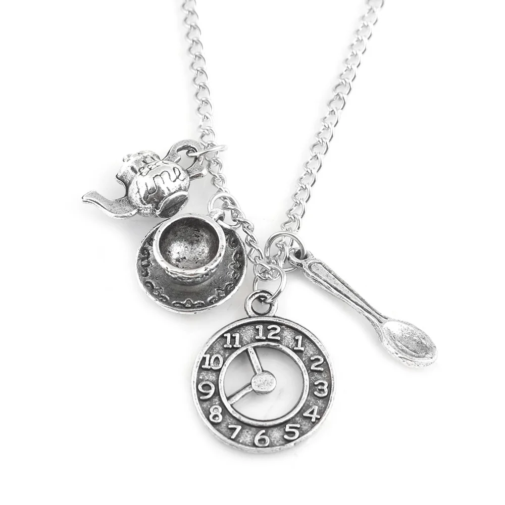 Newest Alice in Wonderland Charm Pendant Necklaces Watch Teapot Coffee Cup Spoon Accessories Choker Necklace Women Men Jewelry
Newest Alice in Wonderland Charm Pendant Necklaces Watch Teapot Coffee Cup Spoon Accessories Choker Necklace Women Men Jewelry