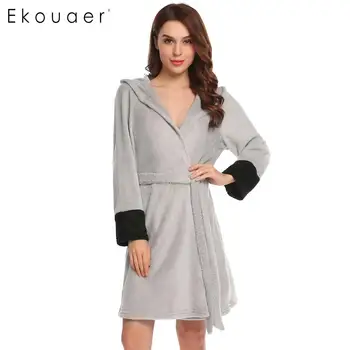 Ekouaer Women Hooded Robe Sleepwear Kimono Bathrobes Wrap Split Long Sleeve Cuff Patchwork Bath Robe Dressing Gown
Ekouaer Women Hooded Robe Sleepwear Kimono Bathrobes Wrap Split Long Sleeve Cuff Patchwork Bath Robe Dressing Gown