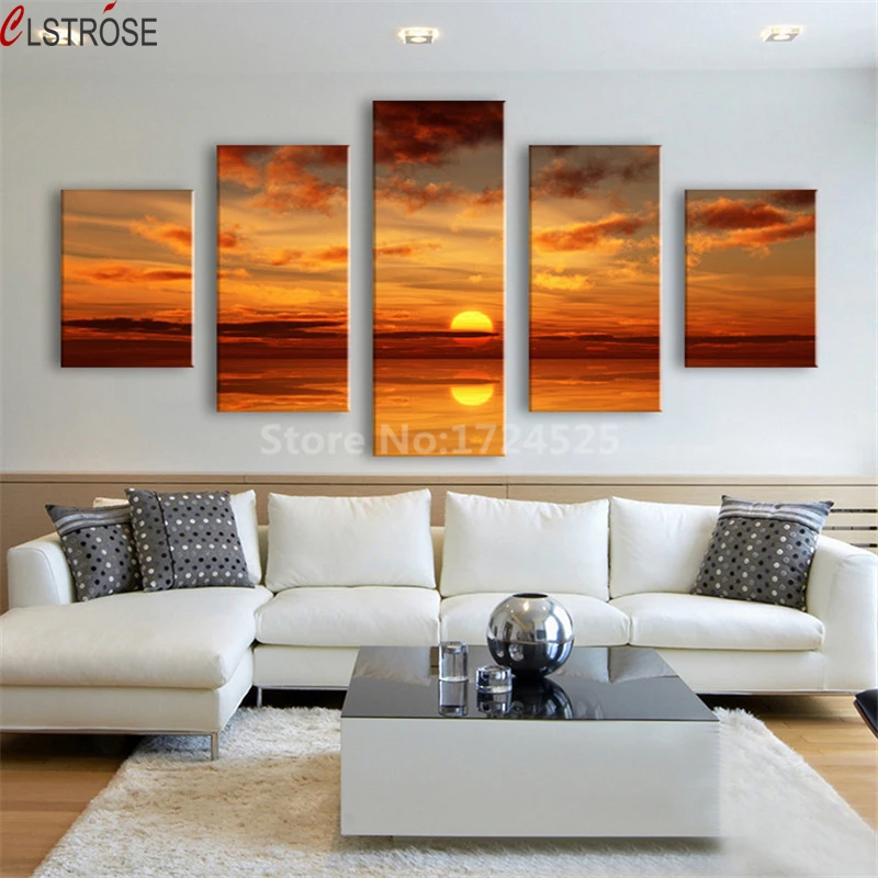 CLSTROSE Paintings Hot Selling 5 Panels Burning Sunset Reflection Wall Art Picture Modern Painting For Home Decoration
CLSTROSE Paintings Hot Selling 5 Panels Burning Sunset Reflection Wall Art Picture Modern Painting For Home Decoration