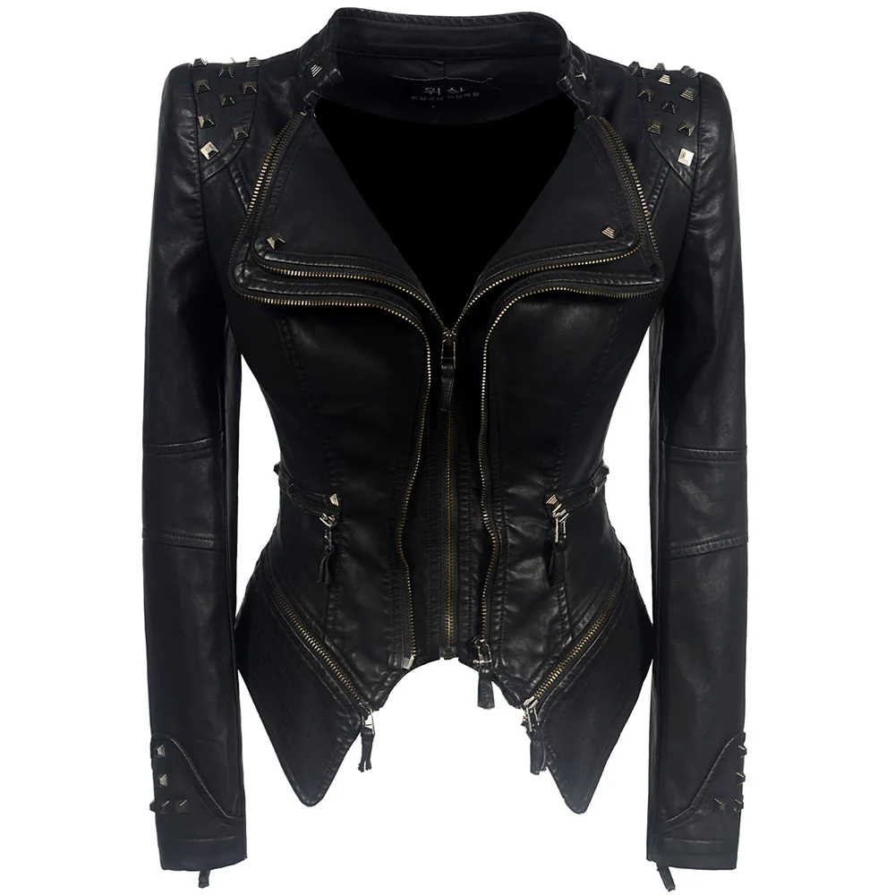 2019 Coat HOT Women Winter Autumn Black Fashion Motorcycle Jacket Outerwear faux leather PU Jacket Gothic faux leather coats
2019 Coat HOT Women Winter Autumn Black Fashion Motorcycle Jacket Outerwear faux leather PU Jacket Gothic faux leather coats