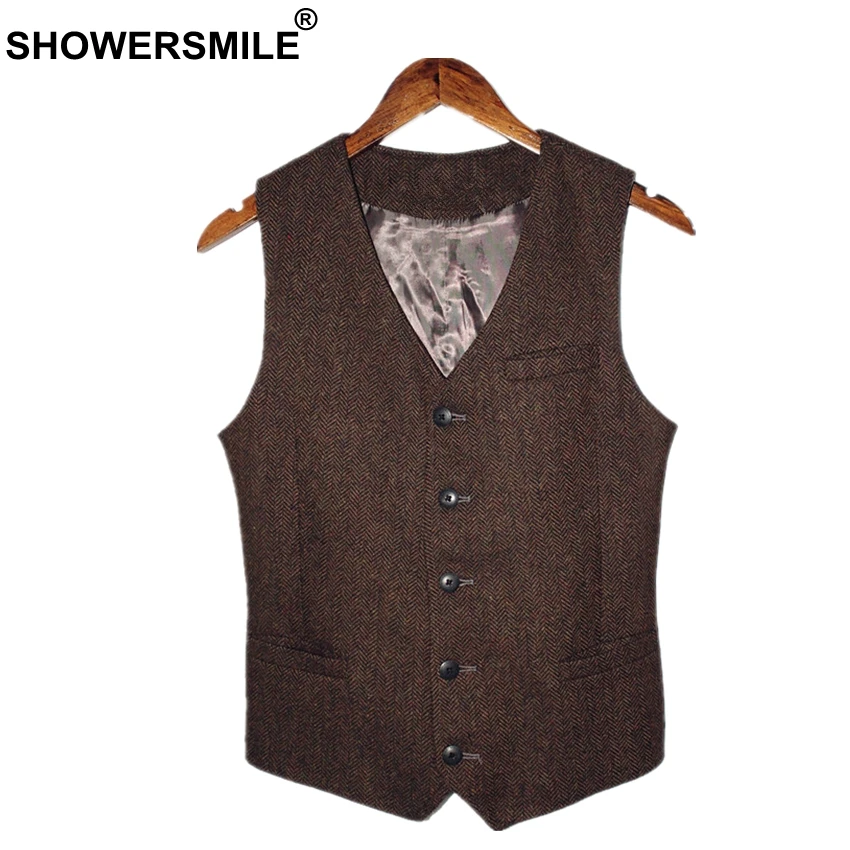 SHOWERSMILE Brown Mens Vest British Vintage Men Herringbone Vest Tweed Jacket Wool Fabric Sleeveless Blazer Brand Clothing
SHOWERSMILE Brown Mens Vest British Vintage Men Herringbone Vest Tweed Jacket Wool Fabric Sleeveless Blazer Brand Clothing