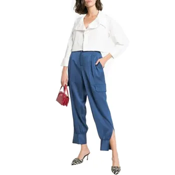 Summer hot new fashion loose satin pants stitching high waist women's trousers casual Harlan women's pants belt slim pants
Summer hot new fashion loose satin pants stitching high waist women's trousers casual Harlan women's pants belt slim pants