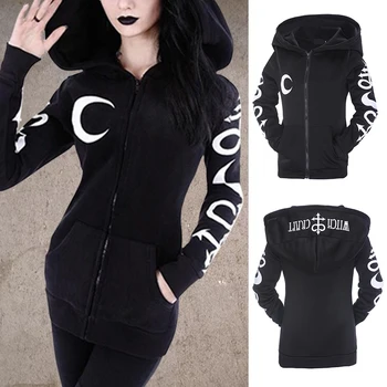Women Gothic Hoodies Punk Moon Letter Print Sweatshirts 2019 Autumn Winter Long Sleeve Black Zipper Coat Casual Hoody 5XL
Women Gothic Hoodies Punk Moon Letter Print Sweatshirts 2019 Autumn Winter Long Sleeve Black Zipper Coat Casual Hoody 5XL