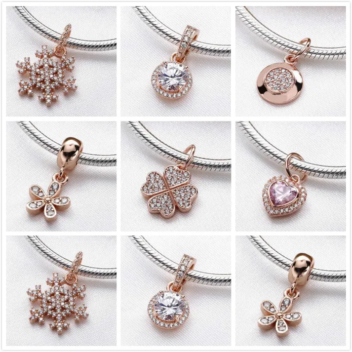 925 Sterling Silver Sparkling Rose Gold pave CZ Pendant Beads DIY accessorie Fits Pandora charms Bracelets Jewelry making
925 Sterling Silver Sparkling Rose Gold pave CZ Pendant Beads DIY accessorie Fits Pandora charms Bracelets Jewelry making