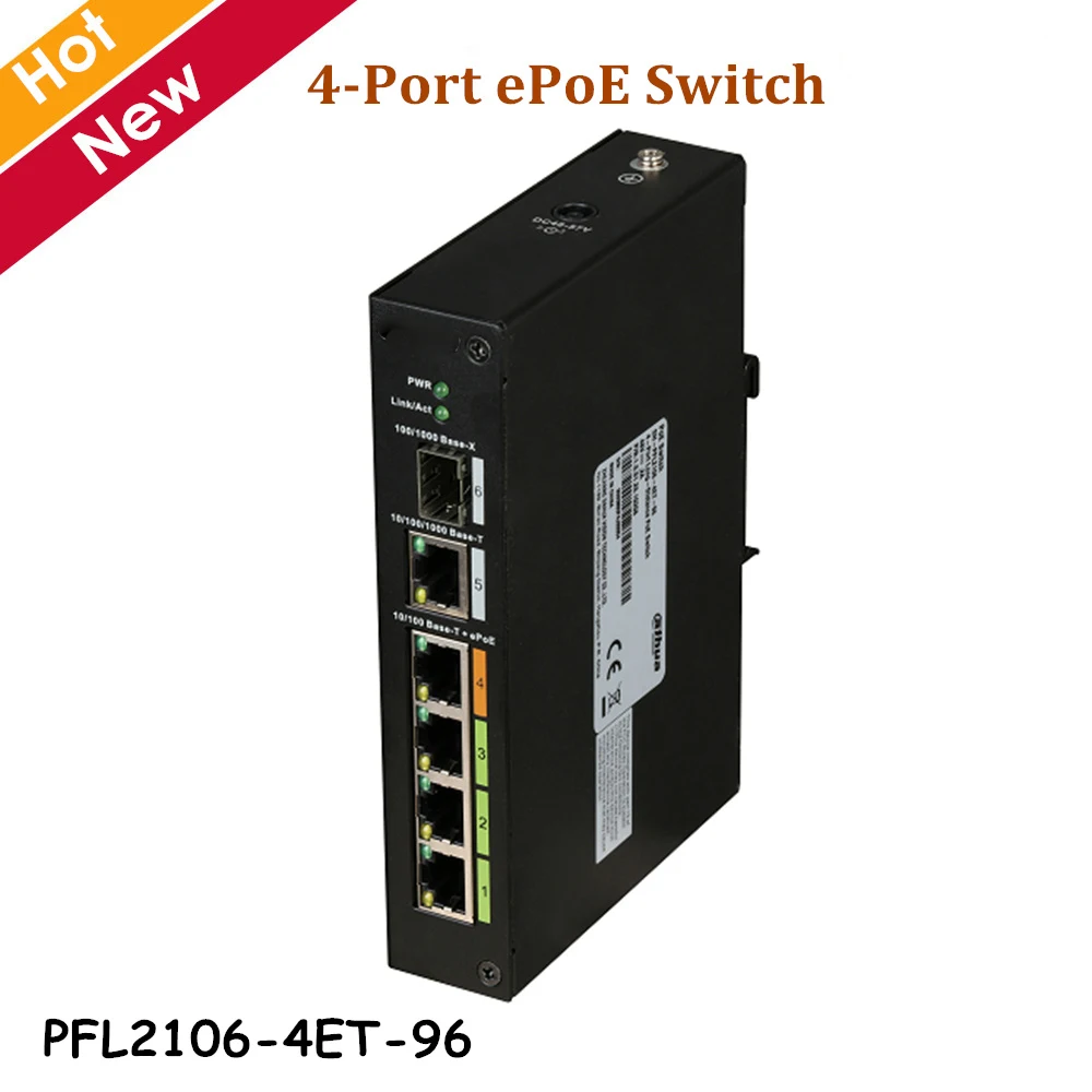 Export version DH PFL2106-4ET-96 4 Port ePoE Switch Two-layer industrial PoE switch Supports long distance transmission
Export version DH PFL2106-4ET-96 4 Port ePoE Switch Two-layer industrial PoE switch Supports long distance transmission