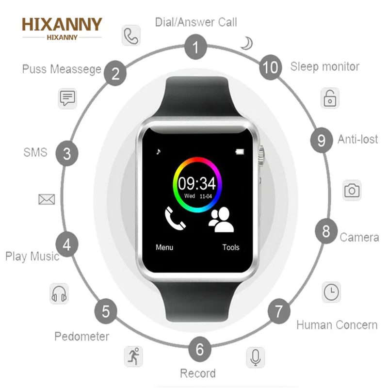 HIXANNY2019 A1 wristwatch Bluetooth Smart Clock Sports Counter with SIM camera Smartwatch for Android HUAWEI Apple Samsung watch
HIXANNY2019 A1 wristwatch Bluetooth Smart Clock Sports Counter with SIM camera Smartwatch for Android HUAWEI Apple Samsung watch