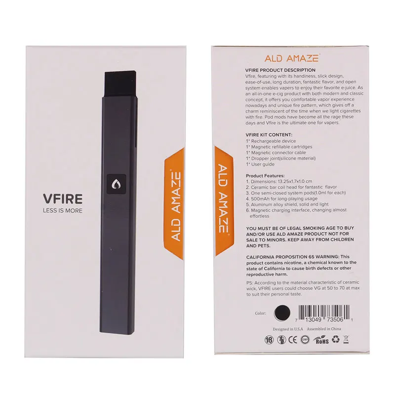 ALD Amaze VFIRE ultrathin vaporizer Vape Pen electronic cigarette kit ceramic Heating Coil 500mAh Magnetic E-Cigarettes kit