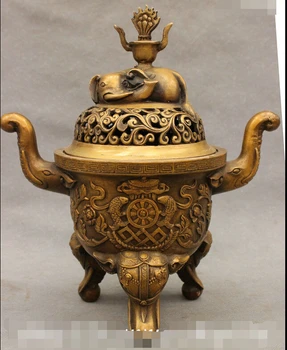 10" Tibet Buddhist Bronze 8 Auspicious Symbol Elephant Set Statue Incense Burner
10" Tibet Buddhist Bronze 8 Auspicious Symbol Elephant Set Statue Incense Burner