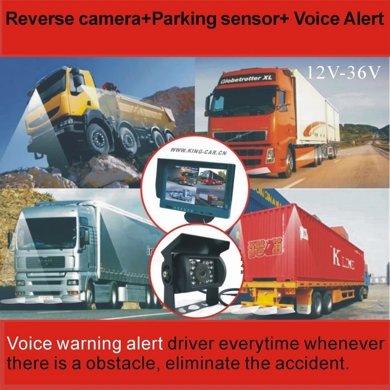 24 voltage truck parking system 7 inch monitor CCD HD waterproof night vision reverse camera 4 ultrasonic parking sensor
24 voltage truck parking system 7 inch monitor CCD HD waterproof night vision reverse camera 4 ultrasonic parking sensor