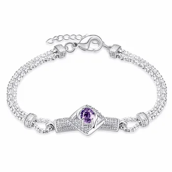 Latest Elegant Woman Gift Jewelry 925 Sterling Silver with Purple CZ Crystal Rope Design Bracelets Lady Wristband Bangles
Latest Elegant Woman Gift Jewelry 925 Sterling Silver with Purple CZ Crystal Rope Design Bracelets Lady Wristband Bangles