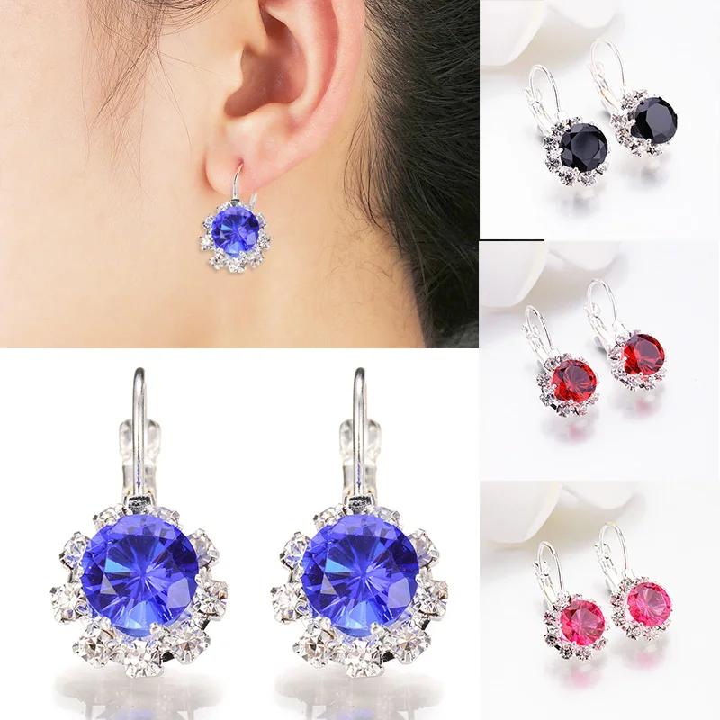 New Wedding jewelry Crystal 1Pair Zirconia Big Gem Stone Earrings blue Rhinestone earrings for women pendient 6 Colors
New Wedding jewelry Crystal 1Pair Zirconia Big Gem Stone Earrings blue Rhinestone earrings for women pendient 6 Colors