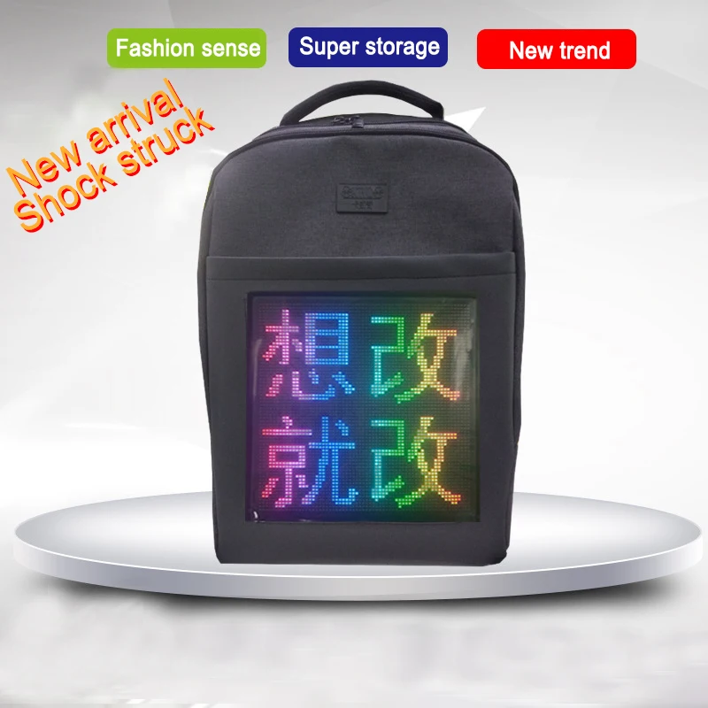 New black Dynamic Backpack Fashion LED Colorful Screen Bag 64 * 64 Full Color Dot Matrix Screen WiFi LED City Walking Backpack 1
New black Dynamic Backpack Fashion LED Colorful Screen Bag 64 * 64 Full Color Dot Matrix Screen WiFi LED City Walking Backpack 1
