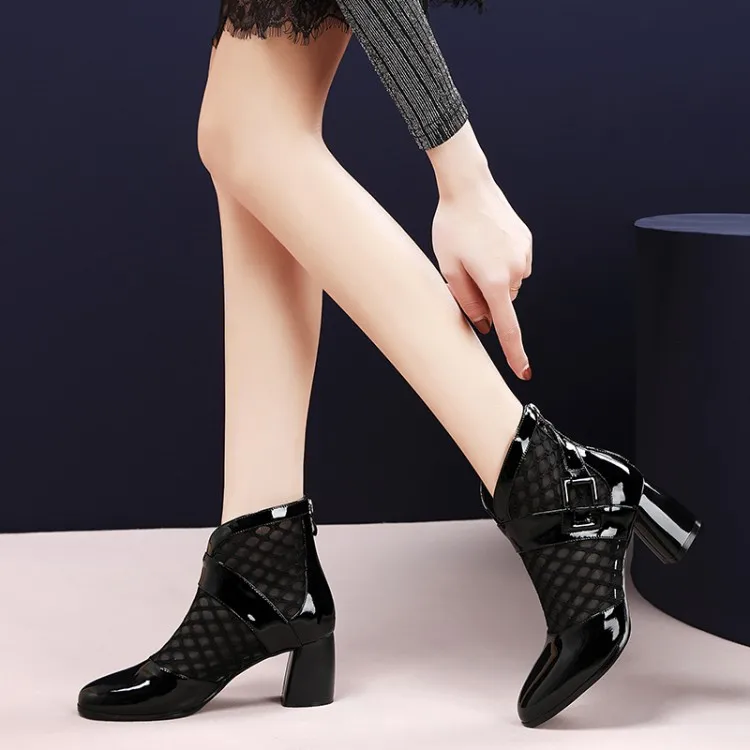 2019 New Womens Ankle Boots Mesh shoes Patent leather High heel Summer Boots Lady Cool boots Breathable Women's footwear
2019 New Womens Ankle Boots Mesh shoes Patent leather High heel Summer Boots Lady Cool boots Breathable Women's footwear