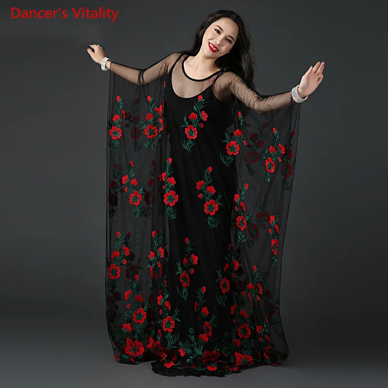 Winter Lady Women Belly Indian Oriental Dance Dress Embroidered Perspective Robe 2pcs Set Suit Competition Costume Rumba Dance 
Winter Lady Women Belly Indian Oriental Dance Dress Embroidered Perspective Robe 2pcs Set Suit Competition Costume Rumba Dance