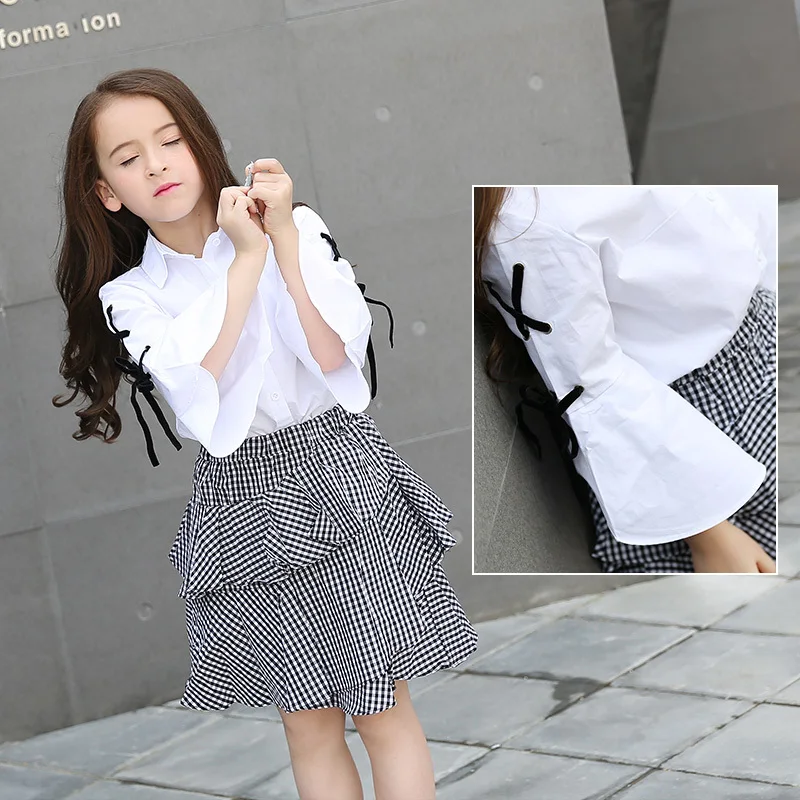 Spring Clothing Girls Clothes Set 2pcs White Blouse Plaid Skirts Children Clothing Set Age 6 8 10 12 14 15 Years Kids Clothes
Spring Clothing Girls Clothes Set 2pcs White Blouse Plaid Skirts Children Clothing Set Age 6 8 10 12 14 15 Years Kids Clothes