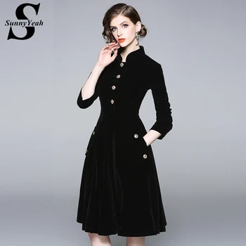 SunnyYeah Plus Size Velvet Winter Dress Women Elegant 2018 Long Sleeve Black Dress Ladies Midi Party Dresses Vestidos Clothes
SunnyYeah Plus Size Velvet Winter Dress Women Elegant 2018 Long Sleeve Black Dress Ladies Midi Party Dresses Vestidos Clothes
