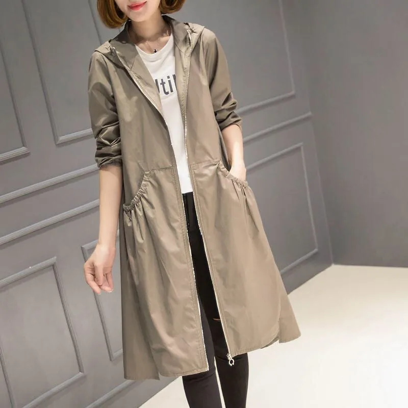 2019 Spring Autumn New Korean Casual Windbreaker Ladies Vintage loose Large Size thin Long Trench Coat for Women Hooded Top V867
2019 Spring Autumn New Korean Casual Windbreaker Ladies Vintage loose Large Size thin Long Trench Coat for Women Hooded Top V867
