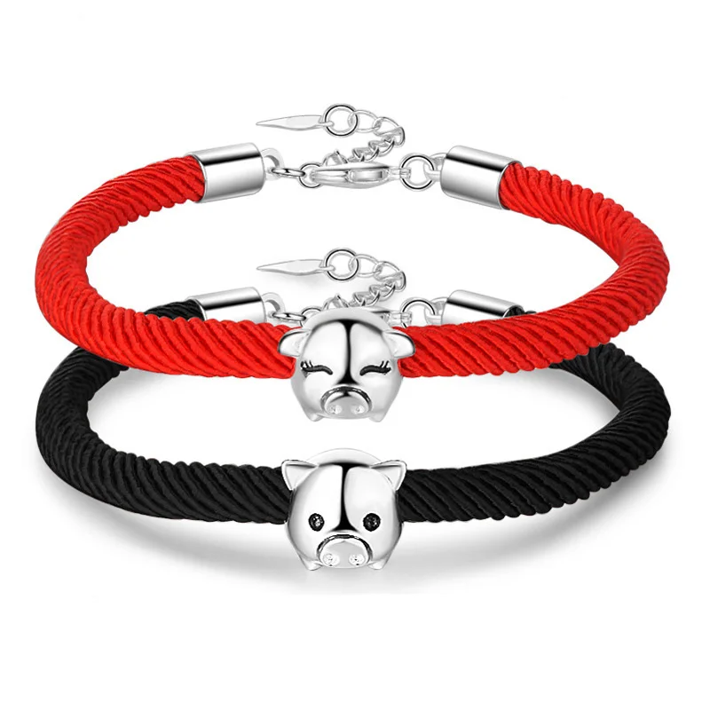 Couple Jewelry Accessories Fashion Copper Pig Red Black Rope Bracelet For Women Men Girlfriend Bangles Valentine Birthday Gifts
Couple Jewelry Accessories Fashion Copper Pig Red Black Rope Bracelet For Women Men Girlfriend Bangles Valentine Birthday Gifts