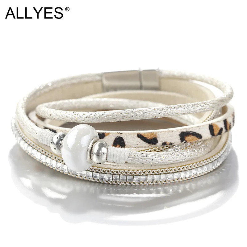 ALLYES Animal Pattern Ceramic Beads Charm Leather Bracelets For Women Retro Boho Style Jewelry Wide Multilayer Bracelet Female
ALLYES Animal Pattern Ceramic Beads Charm Leather Bracelets For Women Retro Boho Style Jewelry Wide Multilayer Bracelet Female