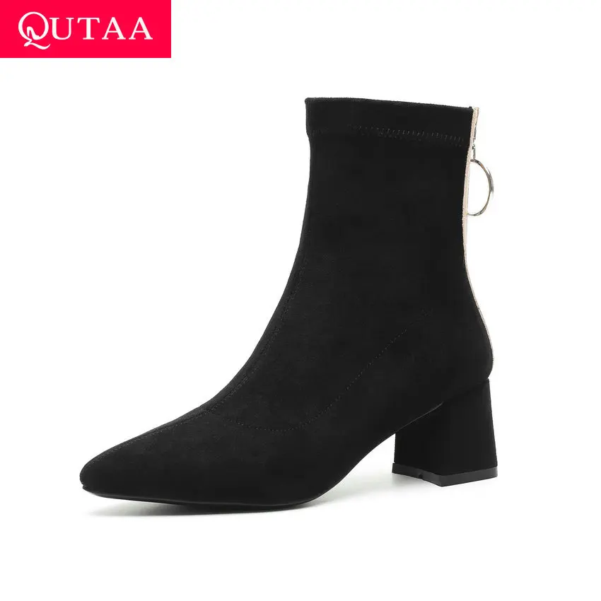 QUTAA 2020 Patchwork Zipper Square Heel Women Shoes Stretch Genuine Leather Suede Ankle Boots Pointed Toe Short Boots Size 34-40 
QUTAA 2020 Patchwork Zipper Square Heel Women Shoes Stretch Genuine Leather Suede Ankle Boots Pointed Toe Short Boots Size 34-40