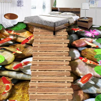 Chinese Wallpaper 3D Murals Red And White Carp Lotus Wooden Bridge Moisture-Proof Self-adhesive Floor Wall Paper Bathroom Ground
Chinese Wallpaper 3D Murals Red And White Carp Lotus Wooden Bridge Moisture-Proof Self-adhesive Floor Wall Paper Bathroom Ground