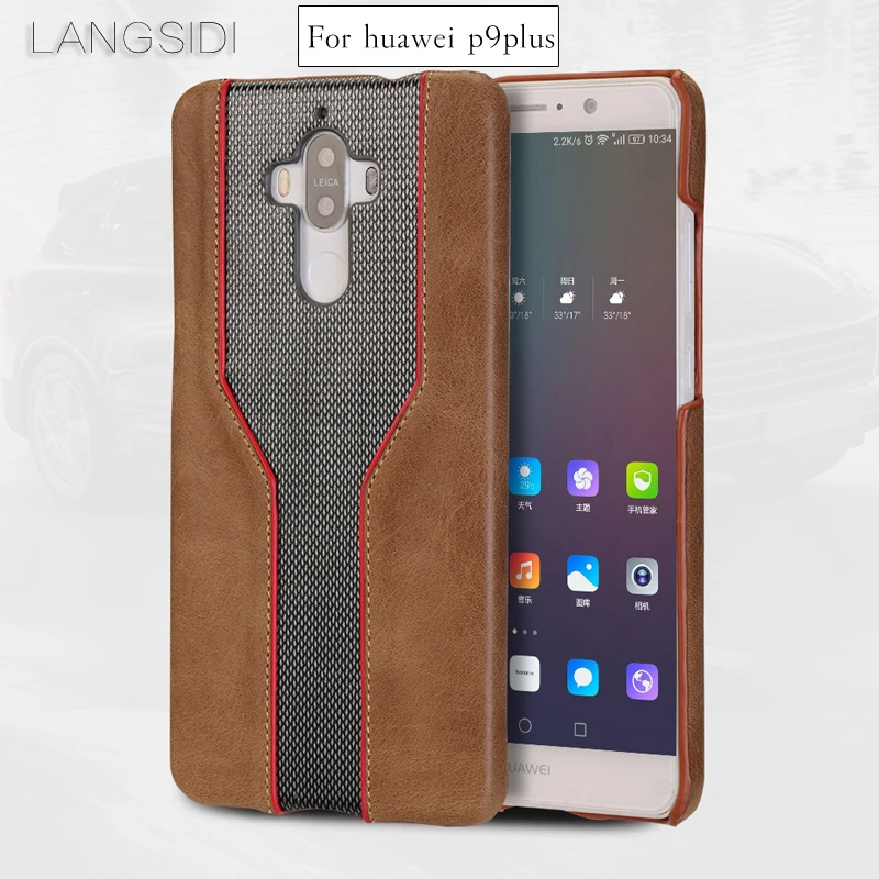 

LANGSIDI mobile phone shell For Huawei P9 Plus mobile phone case advanced custom cowhide and diamond texture Leather Case