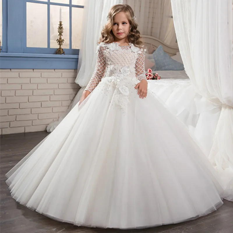 2019 New White First Communion Dresses Girls Long Sleeves O-Neck Lace Ball Gown Flower Girl Dresses Weddings Christmas Dresses
2019 New White First Communion Dresses Girls Long Sleeves O-Neck Lace Ball Gown Flower Girl Dresses Weddings Christmas Dresses