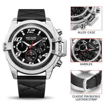 MEGIR Mens Watches Top Brand Luxury Leather Casual Quartz Watch Men Military Sport Waterproof Clock Male Watch Relogio Masculino
MEGIR Mens Watches Top Brand Luxury Leather Casual Quartz Watch Men Military Sport Waterproof Clock Male Watch Relogio Masculino