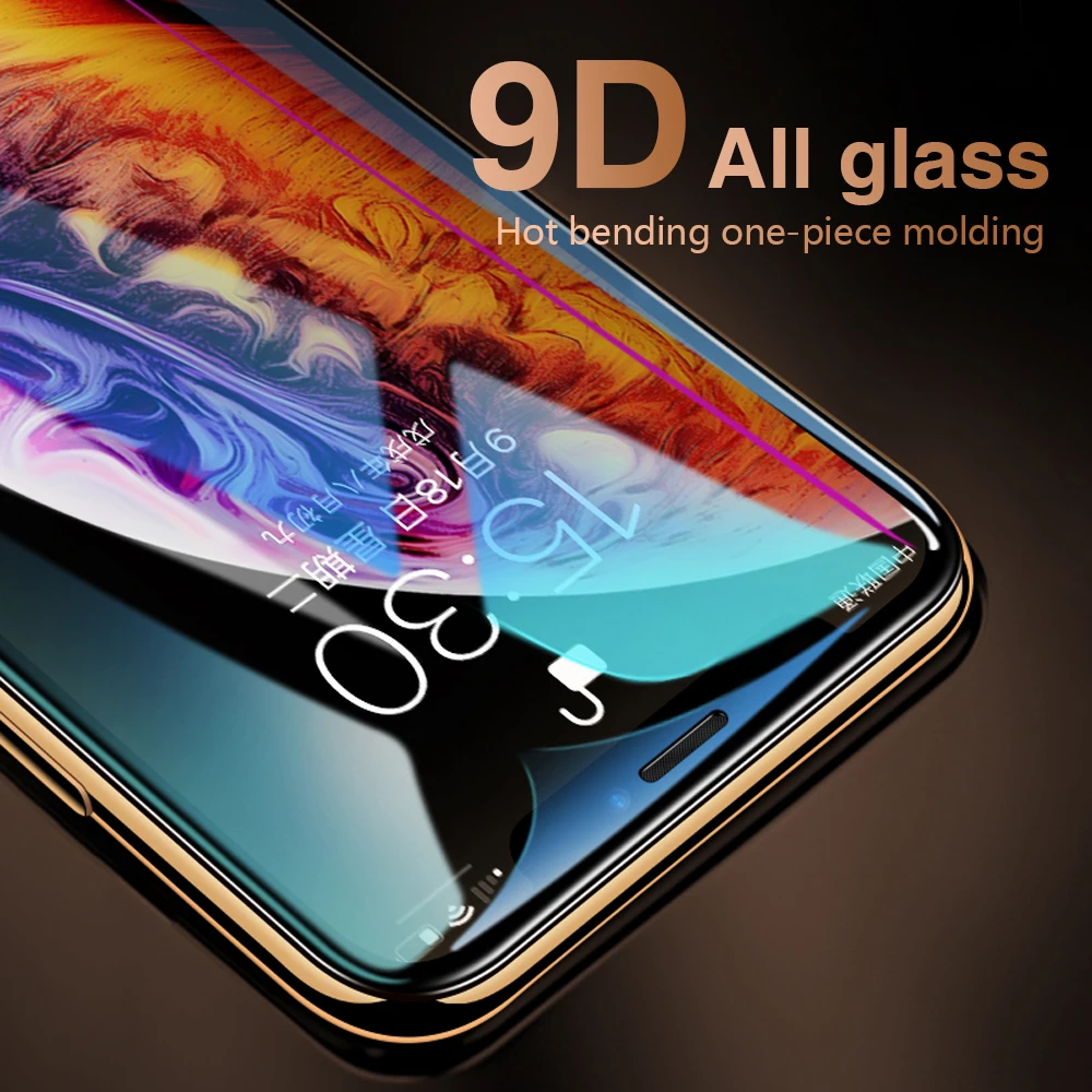 Закаленное стекло 9D для iphone XS Max Защитная пленка 6 6S 7 8 Plus X XR 10 чехол|Защитные