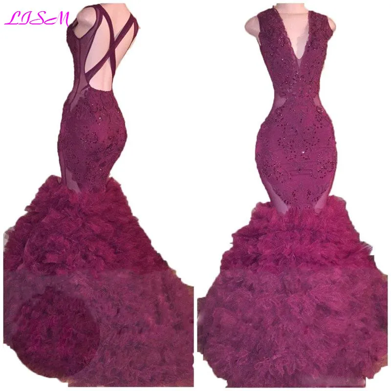 V Neck Beaded Mermaid Prom Dress 2019 Long Sexy Backless Ruffles Evening Formal Pageant Gowns Lace Applique Beaded Party Dresses
V Neck Beaded Mermaid Prom Dress 2019 Long Sexy Backless Ruffles Evening Formal Pageant Gowns Lace Applique Beaded Party Dresses