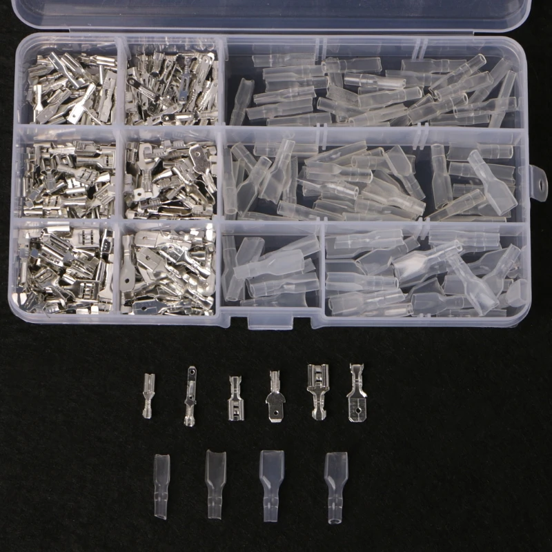 270Pcs/Set Female & Male Spade Crimp Terminals Electrical Insulating Sleeve Wire Wrap Connectors 2.8mm 4.8mm 6.3mm
270Pcs/Set Female & Male Spade Crimp Terminals Electrical Insulating Sleeve Wire Wrap Connectors 2.8mm 4.8mm 6.3mm