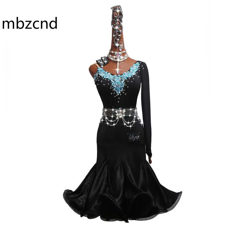 Latin Dance Dress Women Noble Black Lace Club Party Dancer Singer Entertainer Dresses Slant Shoulder Fish Bone Curling Skirt
Latin Dance Dress Women Noble Black Lace Club Party Dancer Singer Entertainer Dresses Slant Shoulder Fish Bone Curling Skirt