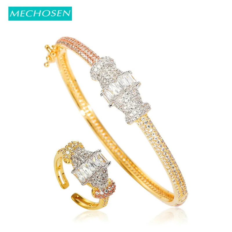 MECHOSEN Fashion African Gold Color Bangle Ring Jewelry Set Nigeria AAA Zircon Copper Wedding Banquet Women's Accessories Gifts
MECHOSEN Fashion African Gold Color Bangle Ring Jewelry Set Nigeria AAA Zircon Copper Wedding Banquet Women's Accessories Gifts