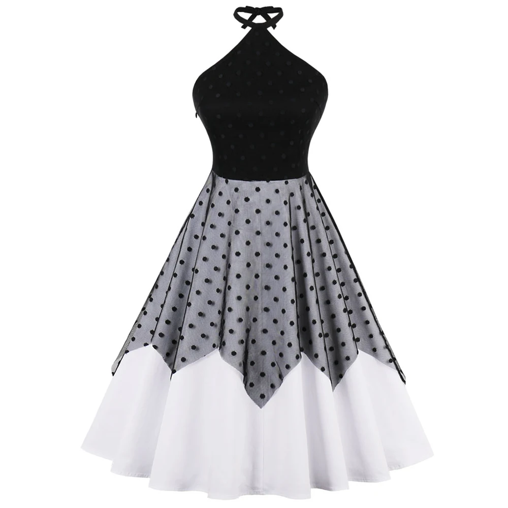 Joineles Fashion Vintage Women Plus Size Dress Clothings 50s Patchwork A Line Feminino Vestidos Halter Dot Lace Mesh Party Dress
Joineles Fashion Vintage Women Plus Size Dress Clothings 50s Patchwork A Line Feminino Vestidos Halter Dot Lace Mesh Party Dress