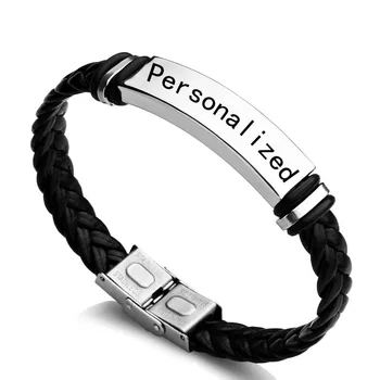 21.5cm Braid Leather Engrave Name ID Bracelets 316L Stainless Steel Customized Bracelets For Women Men ID Bracelet Jewelry
21.5cm Braid Leather Engrave Name ID Bracelets 316L Stainless Steel Customized Bracelets For Women Men ID Bracelet Jewelry