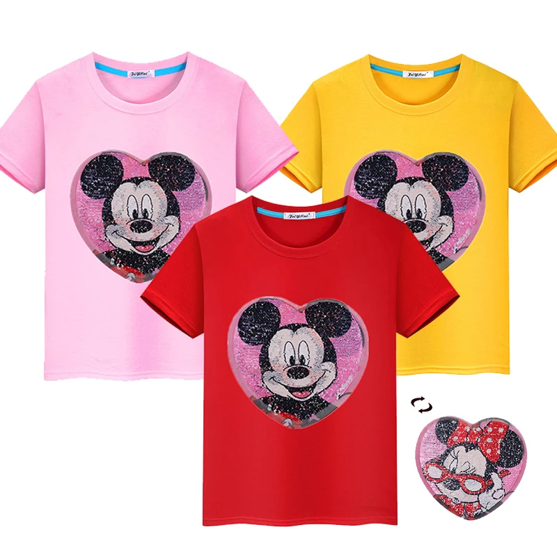 New Summer Mickey Short Sleeves T-Shirts For Boys Girls Sequin Flip Minnie Tee Shirt Kids Girls Fashion Cartoon Tops 3-10 Years
New Summer Mickey Short Sleeves T-Shirts For Boys Girls Sequin Flip Minnie Tee Shirt Kids Girls Fashion Cartoon Tops 3-10 Years