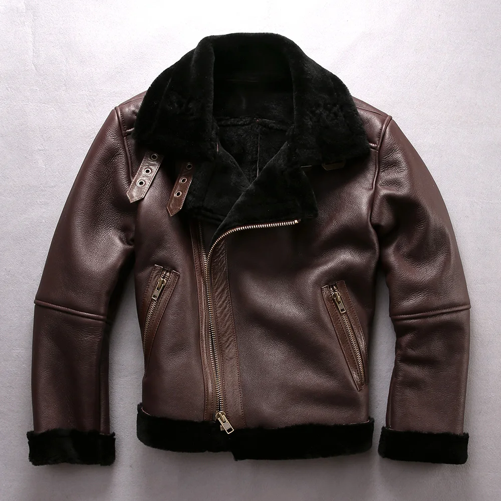 AVIREX FLY 2018 US B3 Air Force Flight Suit Fur One Sheepskin Genuine Leahter Jacket Men Wool Liner Winter Coat Turn Down collar
AVIREX FLY 2018 US B3 Air Force Flight Suit Fur One Sheepskin Genuine Leahter Jacket Men Wool Liner Winter Coat Turn Down collar
