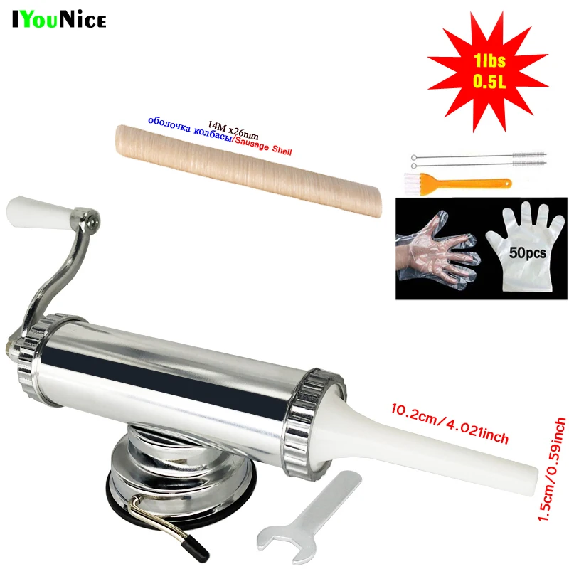IYouNice Homemade 1lbs Sausage Stuffer Filler Aluminum Alloy Manual Horizontal Sausage Meat Processor Tool Sausage Maker
IYouNice Homemade 1lbs Sausage Stuffer Filler Aluminum Alloy Manual Horizontal Sausage Meat Processor Tool Sausage Maker