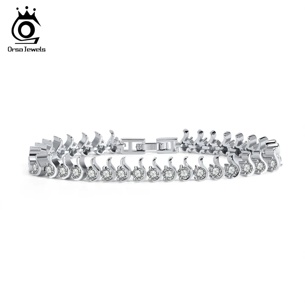 Orsa Jewels Female's Tennis Bracelet 35 Pieces AAA Shining Cubic Zirconia Silver Color Refined Bracelets for Women AOB16
Orsa Jewels Female's Tennis Bracelet 35 Pieces AAA Shining Cubic Zirconia Silver Color Refined Bracelets for Women AOB16