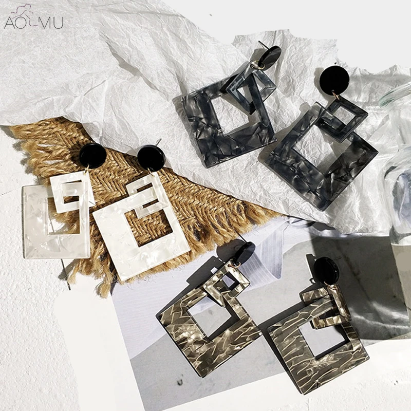 AOMU 2018 Summer Acrylic Marble Pattern Square Buckle Long Drop Earrings For Women Irregular Geometry Pendientes Brinco
AOMU 2018 Summer Acrylic Marble Pattern Square Buckle Long Drop Earrings For Women Irregular Geometry Pendientes Brinco