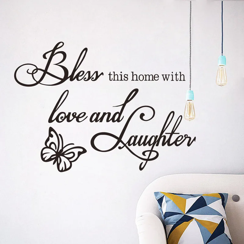 Bless This Home with LOVE and LAUGHTER quote words Butterfly DIY decal home living room decoration wall sticker wedding bedroom
Bless This Home with LOVE and LAUGHTER quote words Butterfly DIY decal home living room decoration wall sticker wedding bedroom