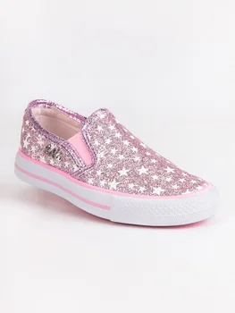 Sneakers without laces with glitter and stars
