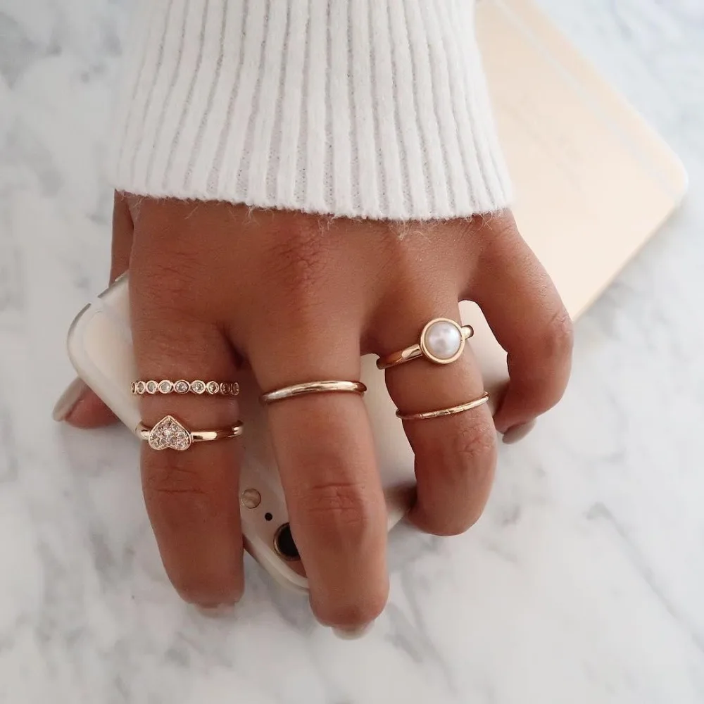 Rinhoo 1 Set Charm Heart Geometric Shape Mosaic Crystal Joint Ring For Woman Fashion Simulation Pearl Rings Jewelry Gift
Rinhoo 1 Set Charm Heart Geometric Shape Mosaic Crystal Joint Ring For Woman Fashion Simulation Pearl Rings Jewelry Gift