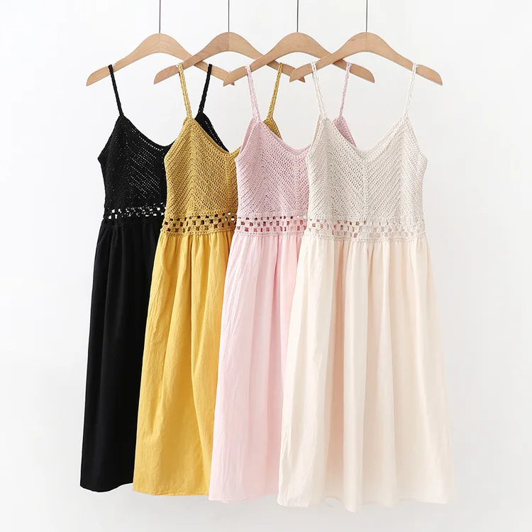 WYNNE GADIS Summer Sexy Sleeveless Solid Color Women's Strap Dresses Hollow Out V-neck Collar Knitted Female's Sling Dress
WYNNE GADIS Summer Sexy Sleeveless Solid Color Women's Strap Dresses Hollow Out V-neck Collar Knitted Female's Sling Dress
