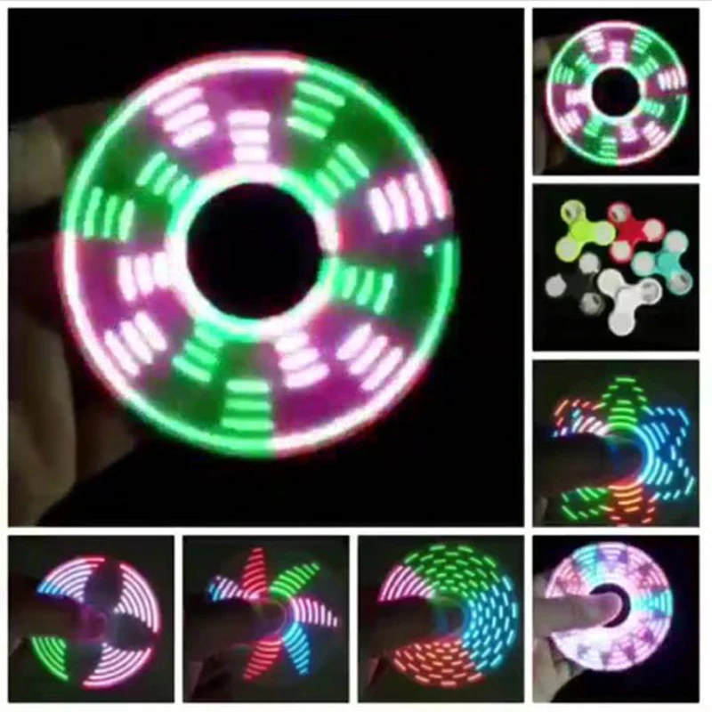 

New Design Finger Fidget Spinner LED Flash Word Light Stress Wheel For Kids Autism ADHD Anxiety Stress Relief Focus Toys