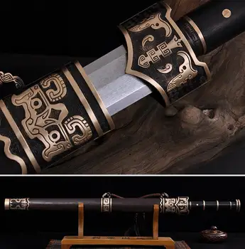 Chinese Han Dynasty Sharp Battle Sword 8Side Folded Pattern Steel Blade/Hand-Made Ebony Wood Scabbard Brass Dragon Knife fitted
Chinese Han Dynasty Sharp Battle Sword 8Side Folded Pattern Steel Blade/Hand-Made Ebony Wood Scabbard Brass Dragon Knife fitted