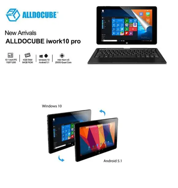 10.1" IPS 1920*1200 ALLDOCUBE iwork10 Pro Windows10 Tablet Quad Core 4GB RAM 64GB Rom
10.1" IPS 1920*1200 ALLDOCUBE iwork10 Pro Windows10 Tablet Quad Core 4GB RAM 64GB Rom