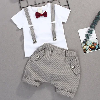 Two-Piece Set Short Sleeve Striped Shorts Bowtie Gentleman Set Baby Boy Outfit Summer Straps Clothes BM88
Two-Piece Set Short Sleeve Striped Shorts Bowtie Gentleman Set Baby Boy Outfit Summer Straps Clothes BM88
