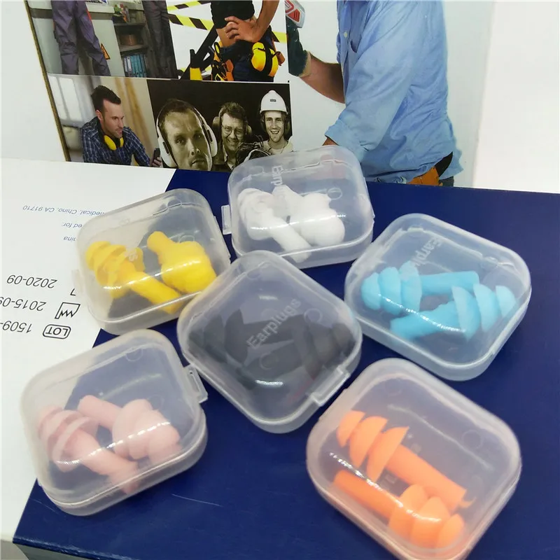 

1Pair box-packed comfort earplugs noise reduction silicone Soft Ear Plugs Swimming Silicone Earplugs Protective for sleep